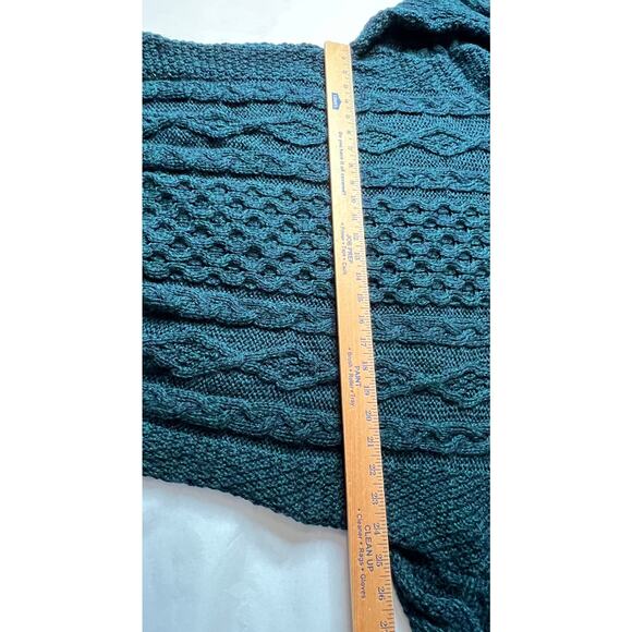 Kerry Traditions size XL sweater 100% wool blue/green chunky cable knit - Picture 5 of 6